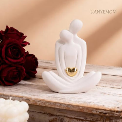 5'' Couple Statue TV Stand Decor - Romantic Love Gifts on Valentines Anniversary Wedding , Couples Sculpture with Heart, Love Figurine for Bed, Living Room Home Decor, Knick Knacks for Shelves - size: 5in