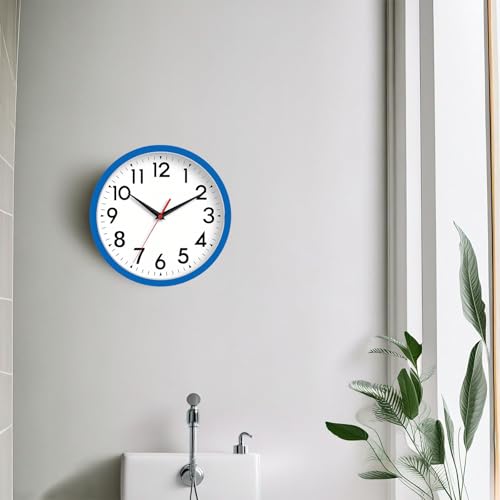 DAXSMY 8 Inch Wall Clock, Battery Operated Silent Non Ticking - color: H-blue, size: 8"