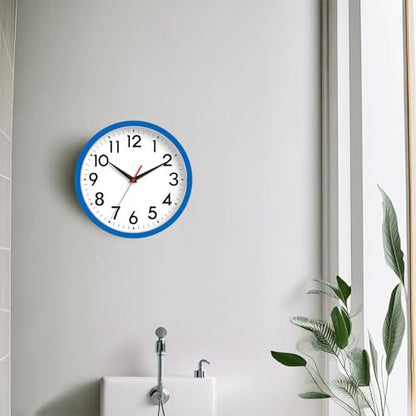 DAXSMY 8 Inch Wall Clock, Battery Operated Silent Non Ticking - color: H-blue, size: 8"