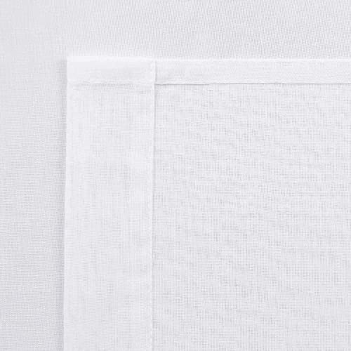 DWCN White Faux Linen Sheer Curtains - Grommet Voile Window Curtains Drapes for Bedroom Living Room 70 x 63 inch Length, Set of 2 - color: White, size: 70"W x 63"L (Pack of 2)