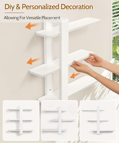 SUMGAR White Floating Shelves for Wall, 3 Tier Adjustable Large Shelf Unit - color: White, size: 3 Tier 19.6in
