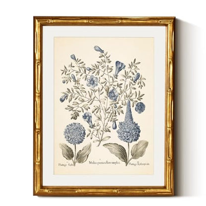 InSimSea Gold Bamboo Framed Wall Art, Retro Blue Hydrangea Prints, 11x14In - color: Blue Hydrangea