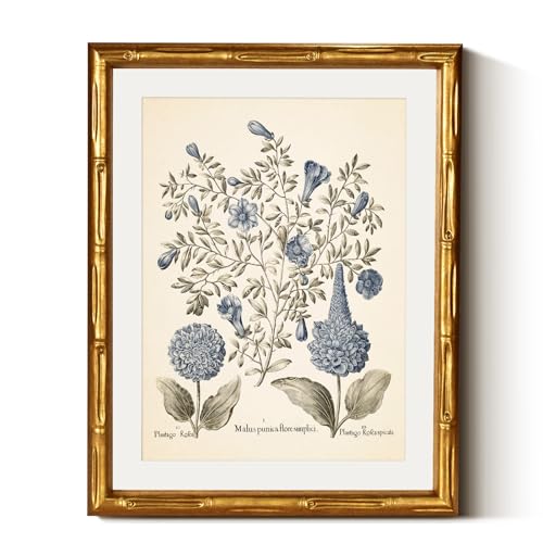 InSimSea Gold Bamboo Framed Wall Art, Retro Blue Hydrangea Prints, 11x14In - color: Blue Hydrangea