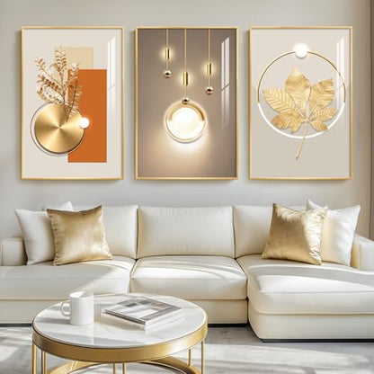 Large Framed Modern Luxury Wall Art for Living Room, 3 Piece 24x36 In - color: Luxury Gold, size: 24" W x 36" H x 3 pieces