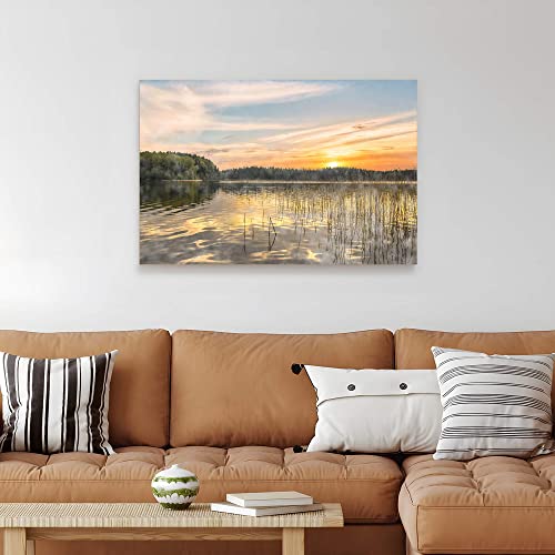 Inparadiso Lake Canvas Wall Art Picture, Nature Sunset Print, 36x24 Inch - color: Nature 04, size: 36"L x 24"W