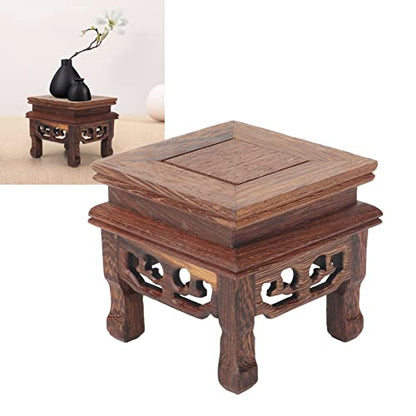 Yosoo Health Gear Wood Display Stand Base Small Tabletop Teapot Display Stand, Wood Carved Pedestal Oriental Home Decoration for Vase Flower Pots Teapot Fishbowl Table Lamp