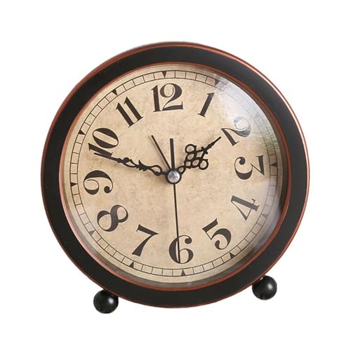 Leadigol Vintage Alarm Clock, Retro Bedside Desk Alarm Clock, Silent Small Clock Battery Operated, Non Ticking Small Table Clock for Bedroom, Bedside, Desk, Shelf