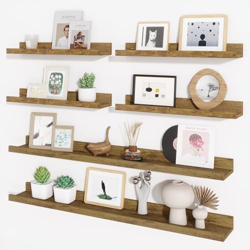 Picture Ledge Shelf, Floating Shelves for Wall Decor, Brown, Set of 6, 36'' - color: Rustic Brown, size: 36 inch