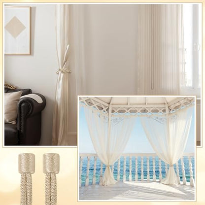 Queekay 2 Pcs Magnetic Curtain Tiebacks, 2 Style Holders, Platinum - color: Platinum