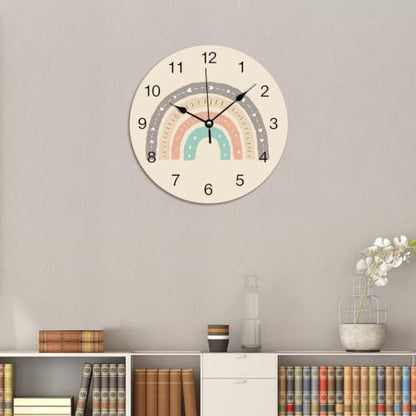 ArogGeld Boho Rainbow Wall Clock for Classroom Earthy Tones Round Clocks - color: A11-6, size: 15x15in