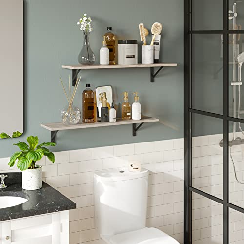 DINZI LVJ Wall Shelves, 23.6" Long Floating Shelves with Metal Brackets - color: Greige, size: 23.6 Inch