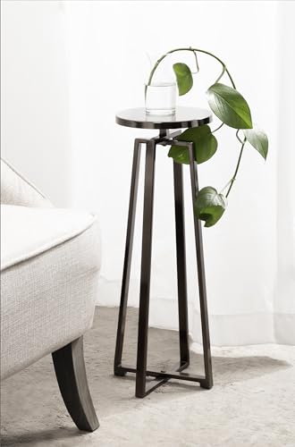 Kate and Laurel Zia Modern Metal Round Drink Table, 9 x 9 x 23, Gray Gunmetal, Contemporary Decorative Circle Pedestal Table for Living Room Display and Storage