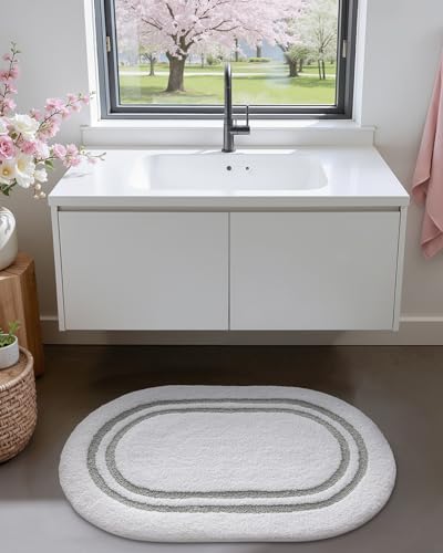 DEXI Oval Bath Mats for Bathroom Non Slip, 36x24 Bath Mat, Light Grey - color: Light Grey, size: 36" X 24" (Oval)