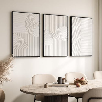 Large 3D Textured Modern White Abstract Wall Art for Living Room, 3 Piece - color: White --B, size: 24"w X 36"h X 3pcs