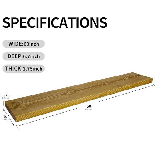 BGMG Solid Wood Floating Shelves for wall 60 inch,Gold Oak, Set of 2 - color: Gold Oak, size: 60 inch