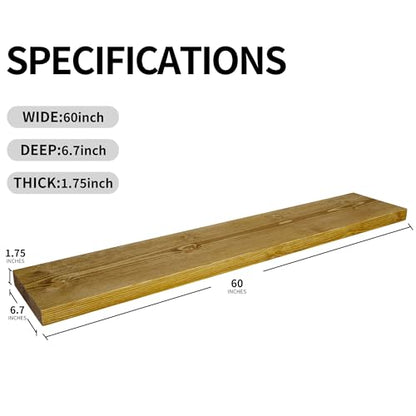 BGMG Solid Wood Floating Shelves for wall 60 inch,Gold Oak, Set of 2 - color: Gold Oak, size: 60 inch