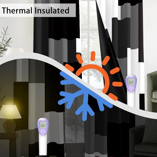 Tyrot Black White Grey Blackout Curtains for Bedroom Living Room 72 inch - color: Grey, size: 42"W x 72"L (Pack of 2)