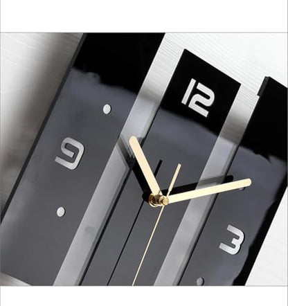 SHISEDECO Creative Mute Modern Acrylic Pendulum Wall Clock Black and White
