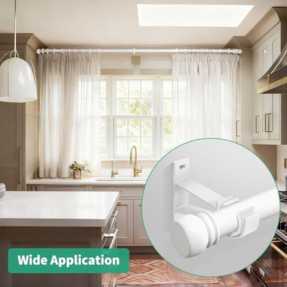 KOLAKO Curtain Rod Brackets Set of 4 White Heavy Duty Single Rod Holders Hooks for 1 Inch Drapery Rods - color: White, size: Set of 4