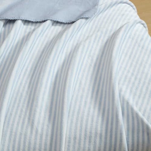 Laura Ashley - Reversible Throw Blanket for Couch 50x70, Soft Blanket - color: Oxford Stripe Blue