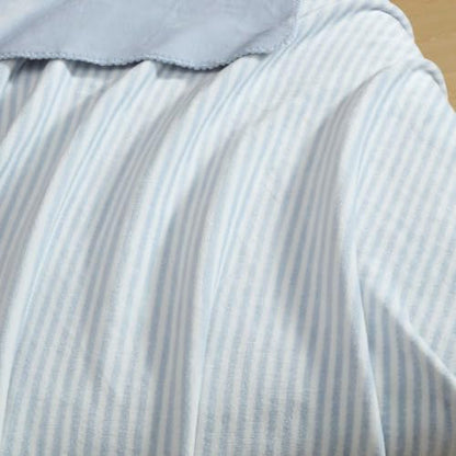 Laura Ashley - Reversible Throw Blanket for Couch 50x70, Soft Blanket - color: Oxford Stripe Blue