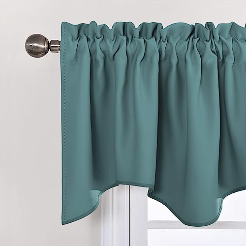 NICETOWN 2 Panels Greyish Blue Kitchen Valances for Window, 42W x 18L - color: Greyish Blue, size: 42"W x 18"L (Pack of 2)