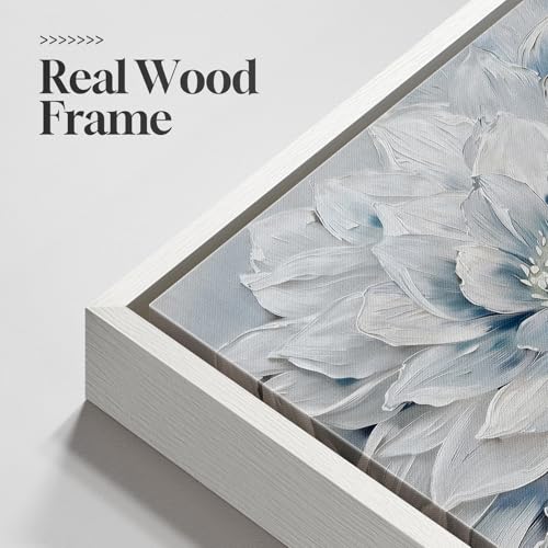 Framed Modern Blue and White Floral Wall Art for Bedroom, 24x36 Inch - color: Blue and White-B
