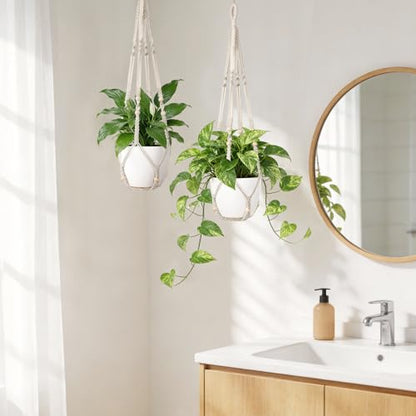 Dahey Set of 2 Macrame Plant Hanger Indoor 35" Hanging Plant Holder Basket