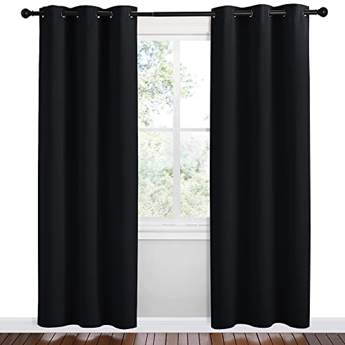 NICETOWN Bathroom Blackout Thermal Curtains, 2 Panels, 42 x 78-inch, Black - color: Black, size: 42"W x 78"L (Pack of 2)