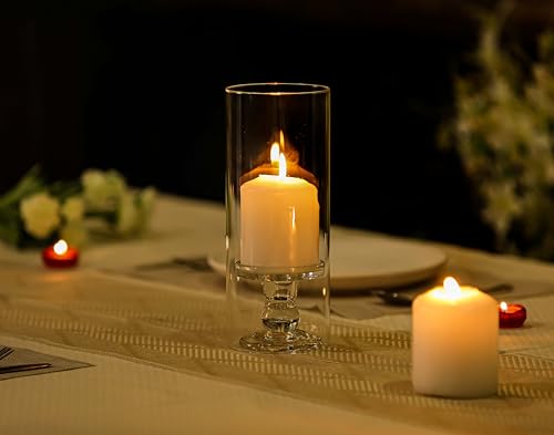 CYS EXCEL 2 PCS (H:10" D:4") Open Ended Glass Hurricane Candleholder Tube Shade | Open Flame Candle Chimney Tube Cover | Bottomless Cylinder - size: 4" wide x 9.5" tall