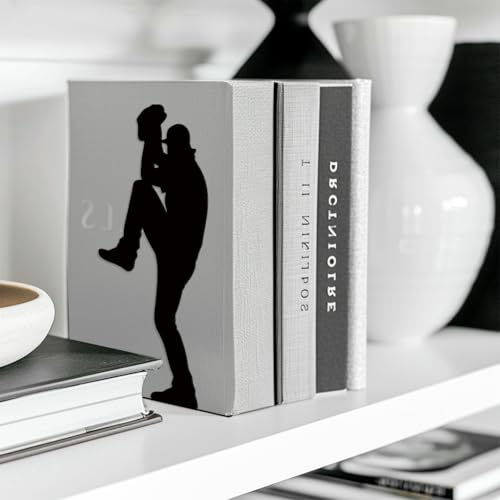 Peacoblue 5.3"x4.3"x7.9" Metal Bookends, Heavy Duty Book Ends for Shelves - style: Baseball