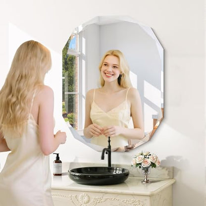 GLASHOM Frameless Mirrors for Bathroom 30x40 inch - size: 30"L x 40"W