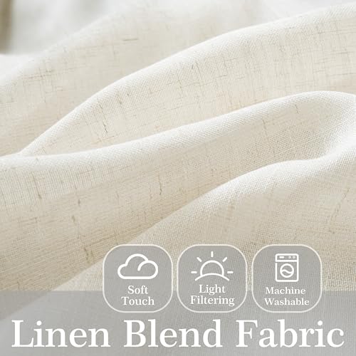 DriftAway Semi Sheer Scalloped Edge Linen Coastal Beach Window Curtains for Living Room Bedroom 2 Panels Rod Pocket Each Size 52 Inch by 72 Inch Gray - color: Linen Gray, size: 52"W x 72"L (Pack of 2)
