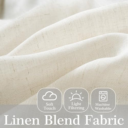 DriftAway Semi Sheer Scalloped Edge Linen Coastal Beach Window Curtains for Living Room Bedroom 2 Panels Rod Pocket Each Size 52 Inch by 72 Inch Gray - color: Linen Gray, size: 52"W x 72"L (Pack of 2)