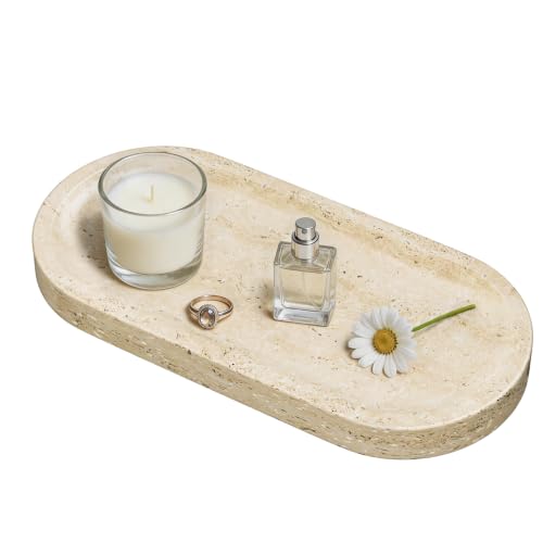 Decorative Trays with Natural Patterns,9.8x4.7x0.7in,Travertine - color: Travertine