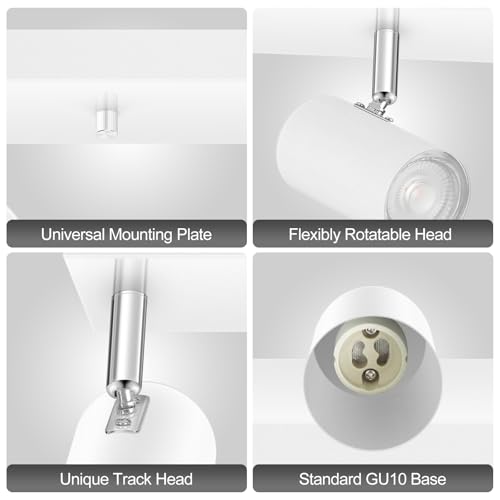 BoostArea LED Plug-in Track Light Kit, Matte White, 5-Light - color: 5 Light-White