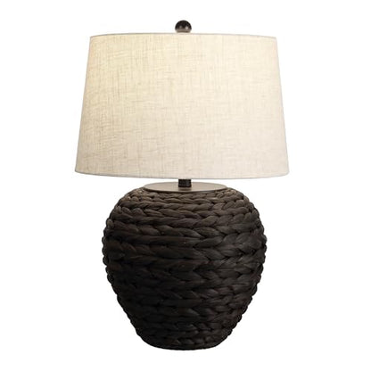 JONATHAN Y Alaro Table Lamp Woven Water Hyacinth Basket 24.5", Black - color: Black