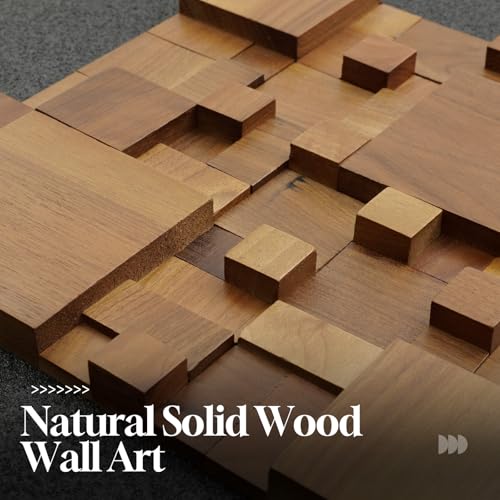 Framed 3D Textured Wood Wall Art for Living Room, Abstract Geometric 20x20 - color: Black and Walnut-B, size: 20"L x 20"W