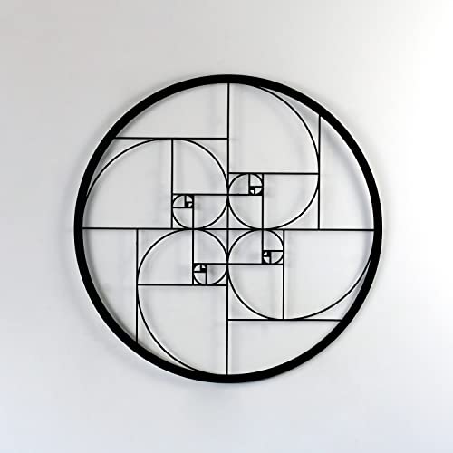 Colorfull Worlds Golden Ratio Metal Wall Decor | Unique Modern Decoration for Living Room | Metal Wall Art | Office Decor | New Year Gift | (18.5" x 18.5" | 47 x 47 cm, Black) - color: Black, size: 18.5"L x 18.5"W