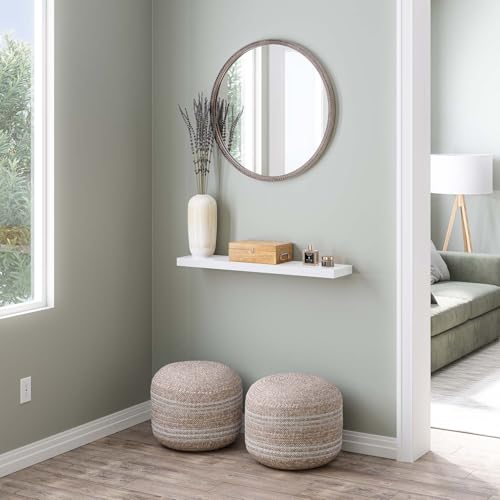 Ballucci Floating Shelf, 36" Wood Wall Shelf with Invisible Brackets for Bathroom, Living Room, Bedroom, Kitchen, Nursery, 8" Deep, White - color: White, size: 35.4 inches