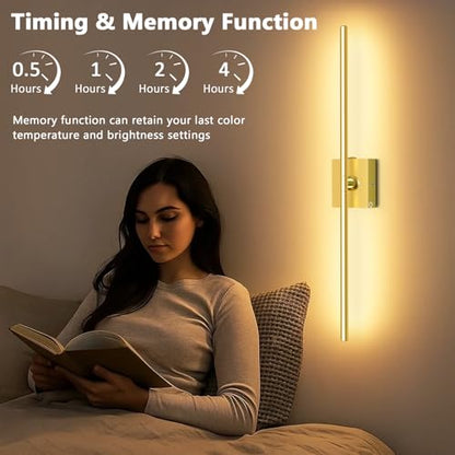 Eneru Battery Operated Wall Sconces Set of 2, Gold Wireless LED Wall Light - color: Gold, size: 2 Pack