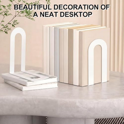 Chunful 6 Pcs White Metal BookEnds Shelves, 7.5 x 5.75 x 3.5 in - color: White, size: 7.5*5.75*3.5inch