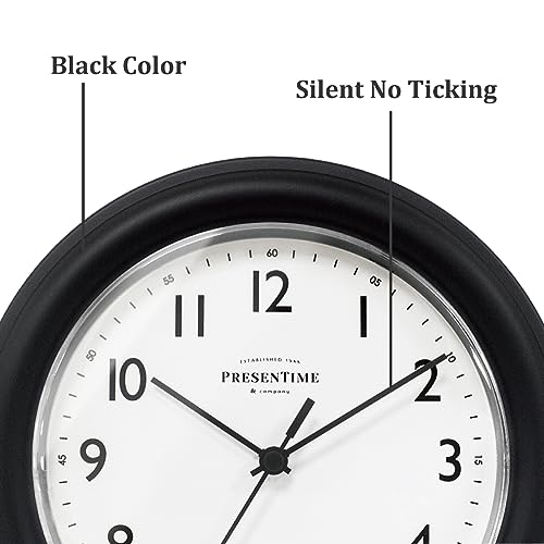 Presentime 8.5" Modern Farmhouse Essential Wall Clock - color: Black