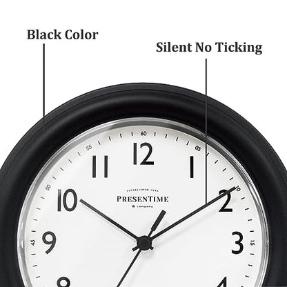 Presentime 8.5" Modern Farmhouse Essential Wall Clock - color: Black