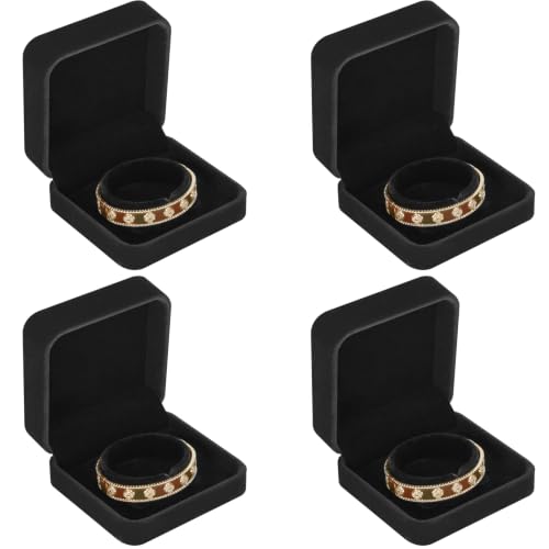 KUKUVR 4 Pcs Velvet Bracelet Gift Box, Jewelry Storage Holder Case for Bangle Anklet beaded bracelet Birthday Anniversary, Gift for Women (Black) - color: Black