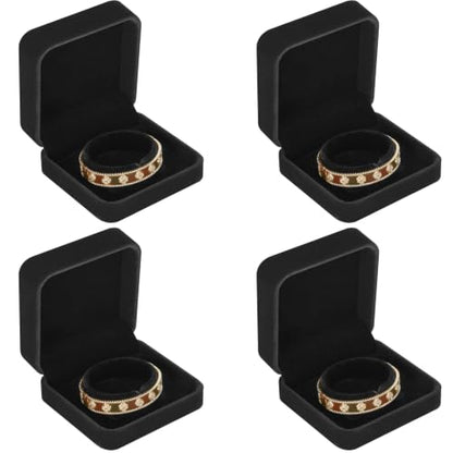 KUKUVR 4 Pcs Velvet Bracelet Gift Box, Jewelry Storage Holder Case for Bangle Anklet beaded bracelet Birthday Anniversary, Gift for Women (Black) - color: Black