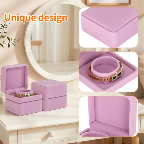 KUKUVR 4 Pcs Velvet Bracelet Gift Box, Jewelry Storage Holder Case for Bangle Anklet beaded bracelet Birthday Anniversary, Gift for Women (Pink) - color: Pink