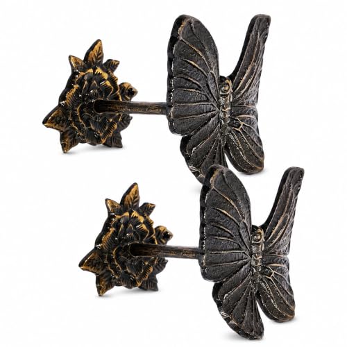 Butterfly Curtain Holdbacks Rustic Metal Set of 2