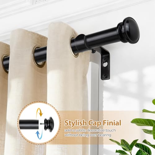 TONIAL Black Curtain Rods for Windows 2 Pack, 32 to 86 Inch, Drapery Rod - color: Black, size: 32-86"(2 Pack)