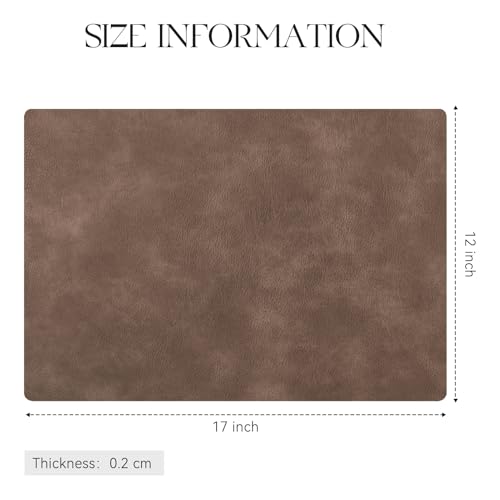 MOSAYT Vinyl Faux Leather Placemats, Set of 6, Brown - color: Brown